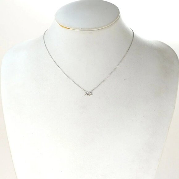 Tiffany & Co. Double Kiss Diamond Necklace 16" 18K White Gold Picasso Auth w/Bag - Picture 1 of 8